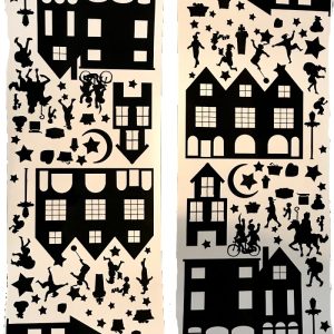 Sinterklaashuisjes zwart 300x300 - Raamfolie: Sinthuisjes